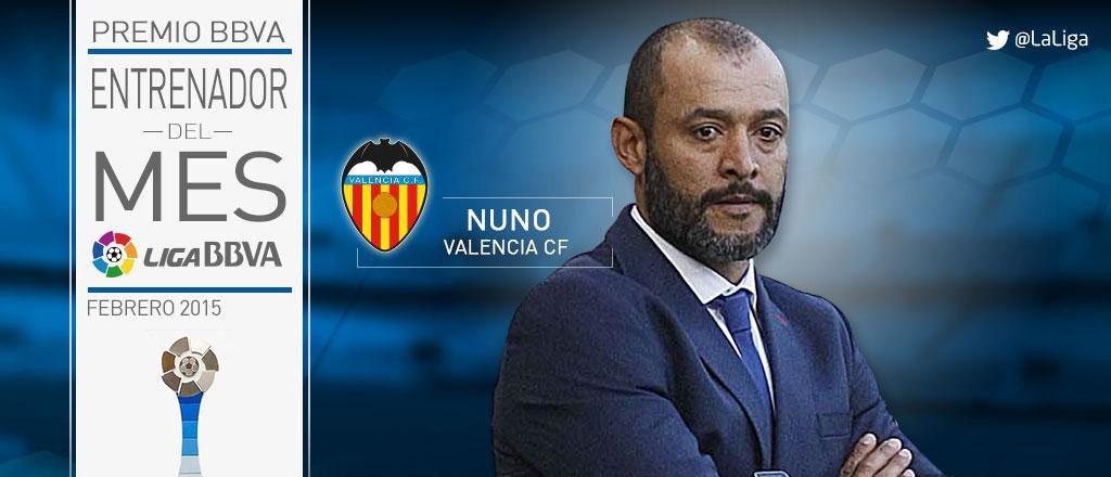 Nuno, millor entrenador de la Lliga el mes de febrer
